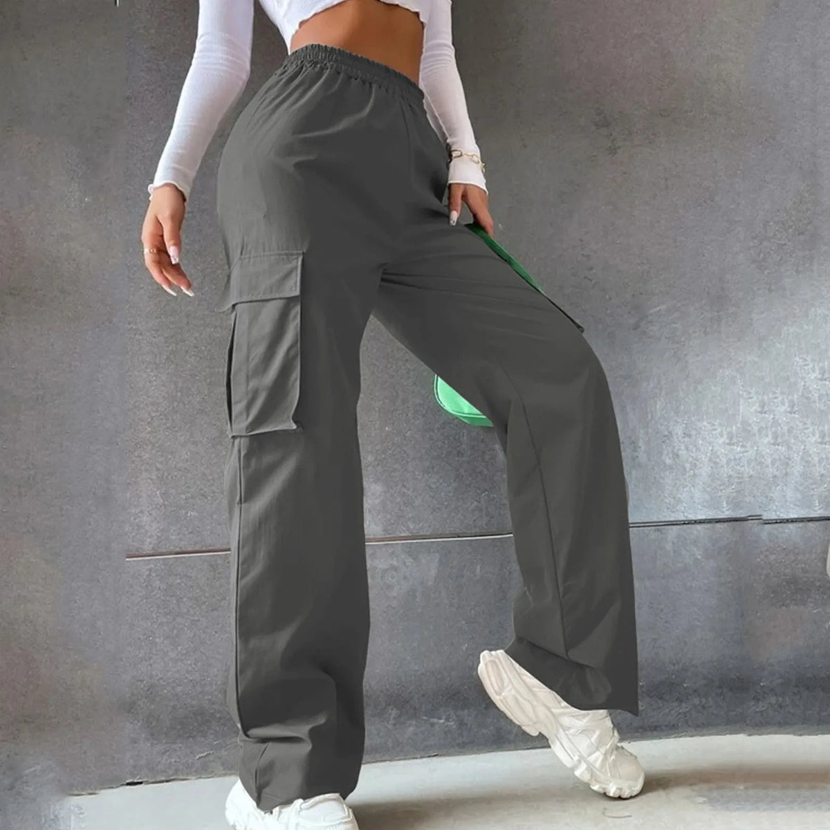 Women’s High-Waist Orange Cargo Trousers
