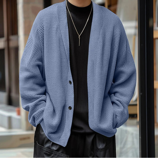 Men’s Solid Color V-Neck Cardigan