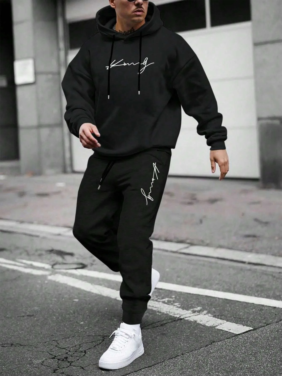 Men Autumn Winter Drawstring Tracksuit