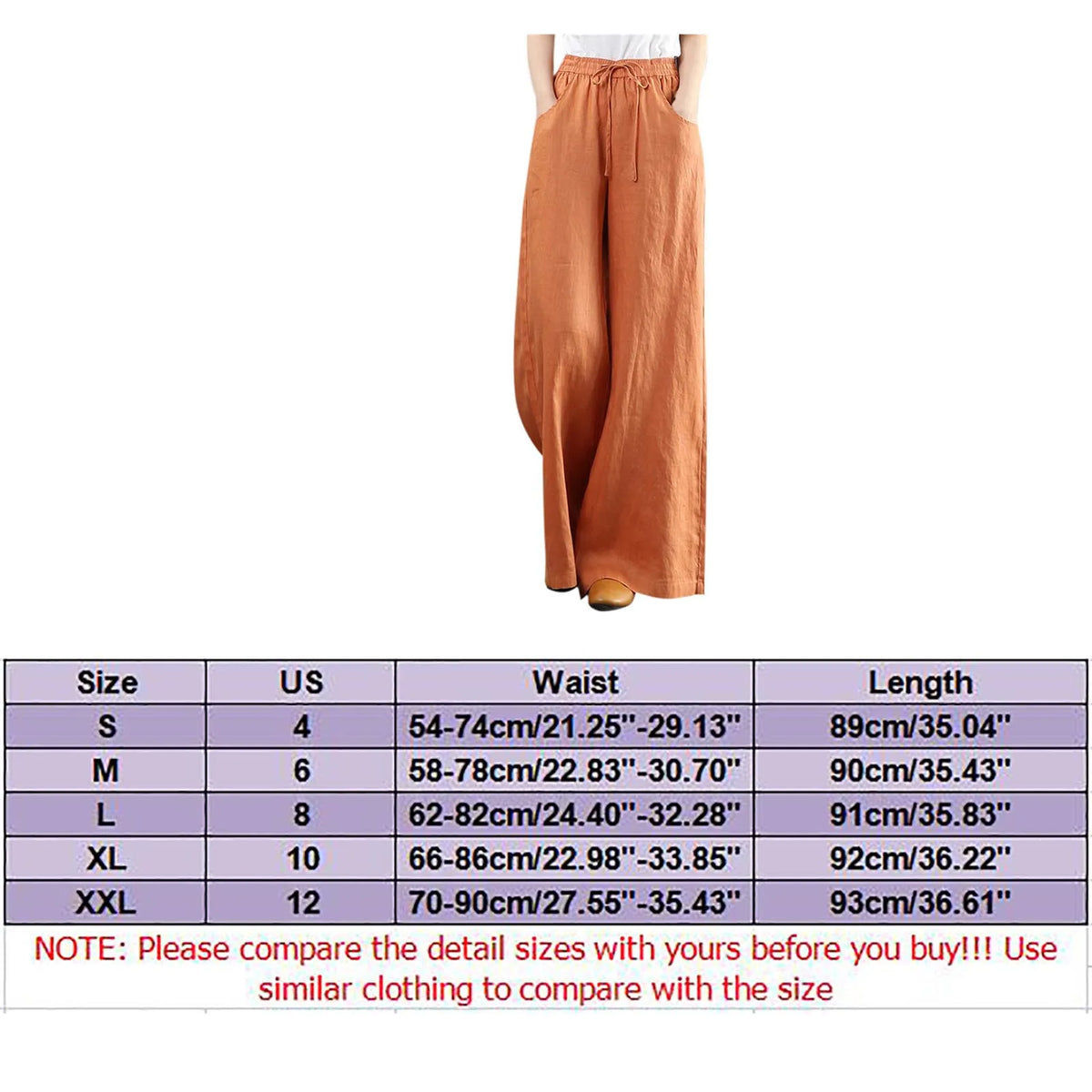 Lady Orange High-Waisted Floor-Length Trousers
