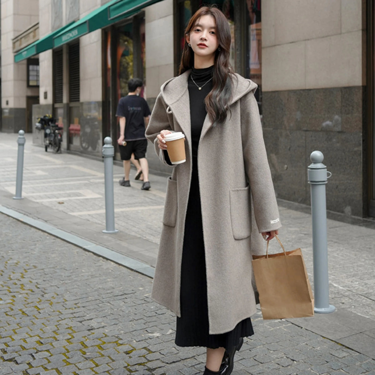 Women’s Color Matching Wool Coat
