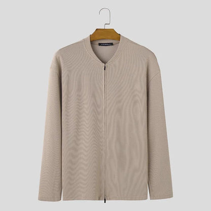 Men’s Textured Zipper Cardigan Sweater