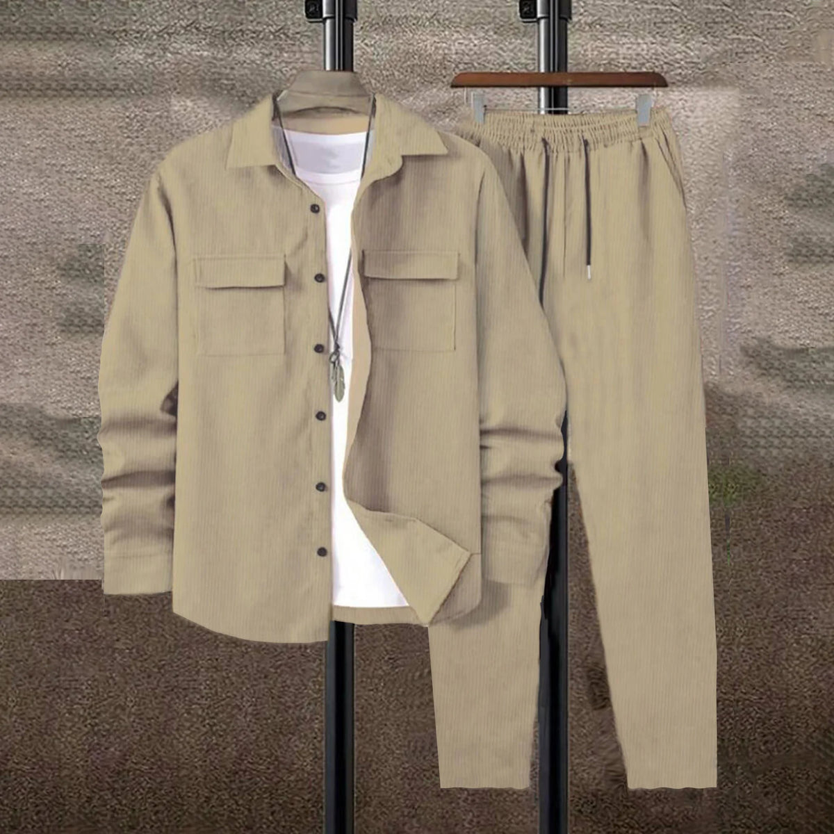 Men’s Solid Color Corduroy 2-piece set